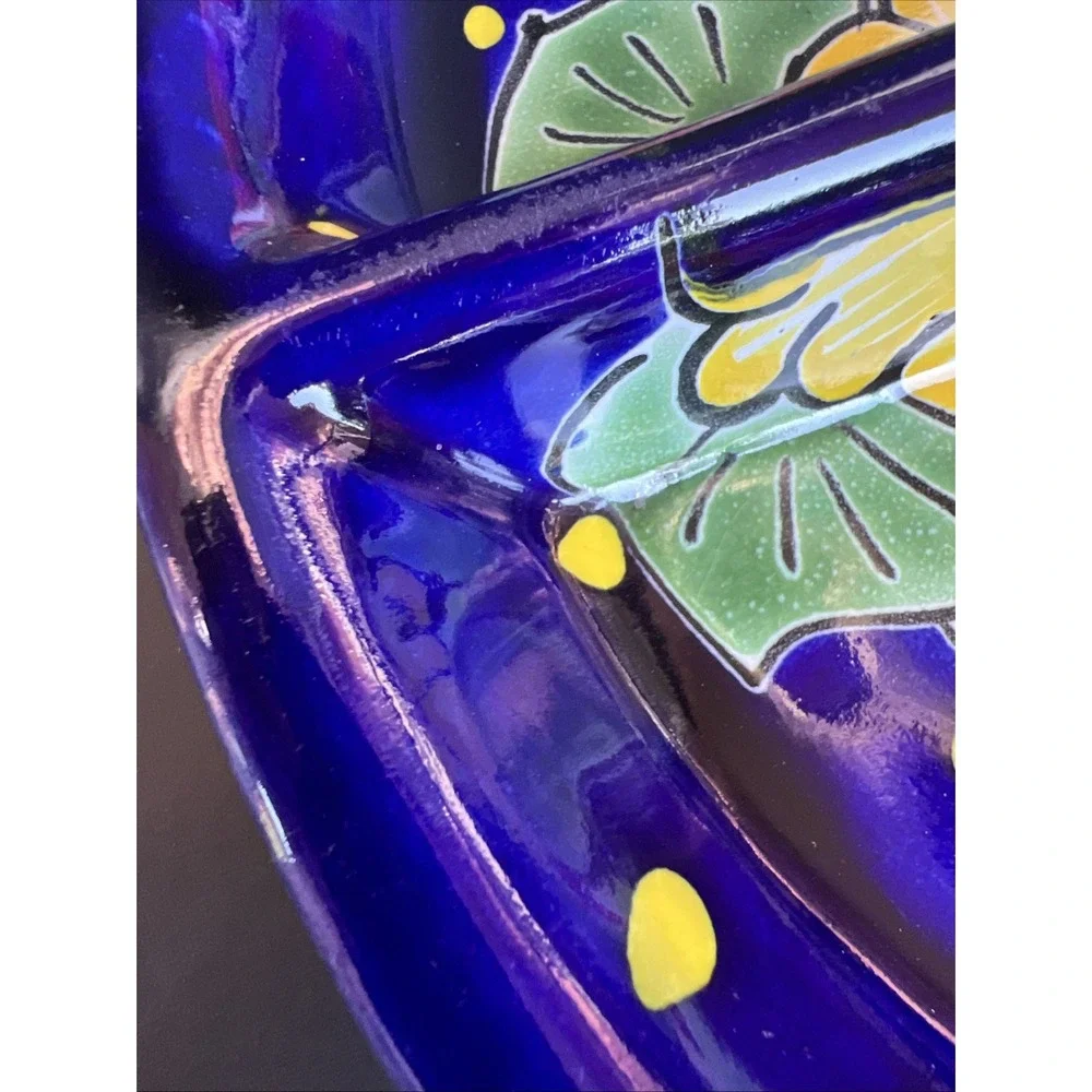 Talavera 2 Section Oval Multipurpose Lead Free Made Mexico Serving Dish Pottery